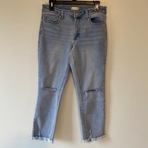 Altar’d State distressed straight leg raw hem jeans size 27